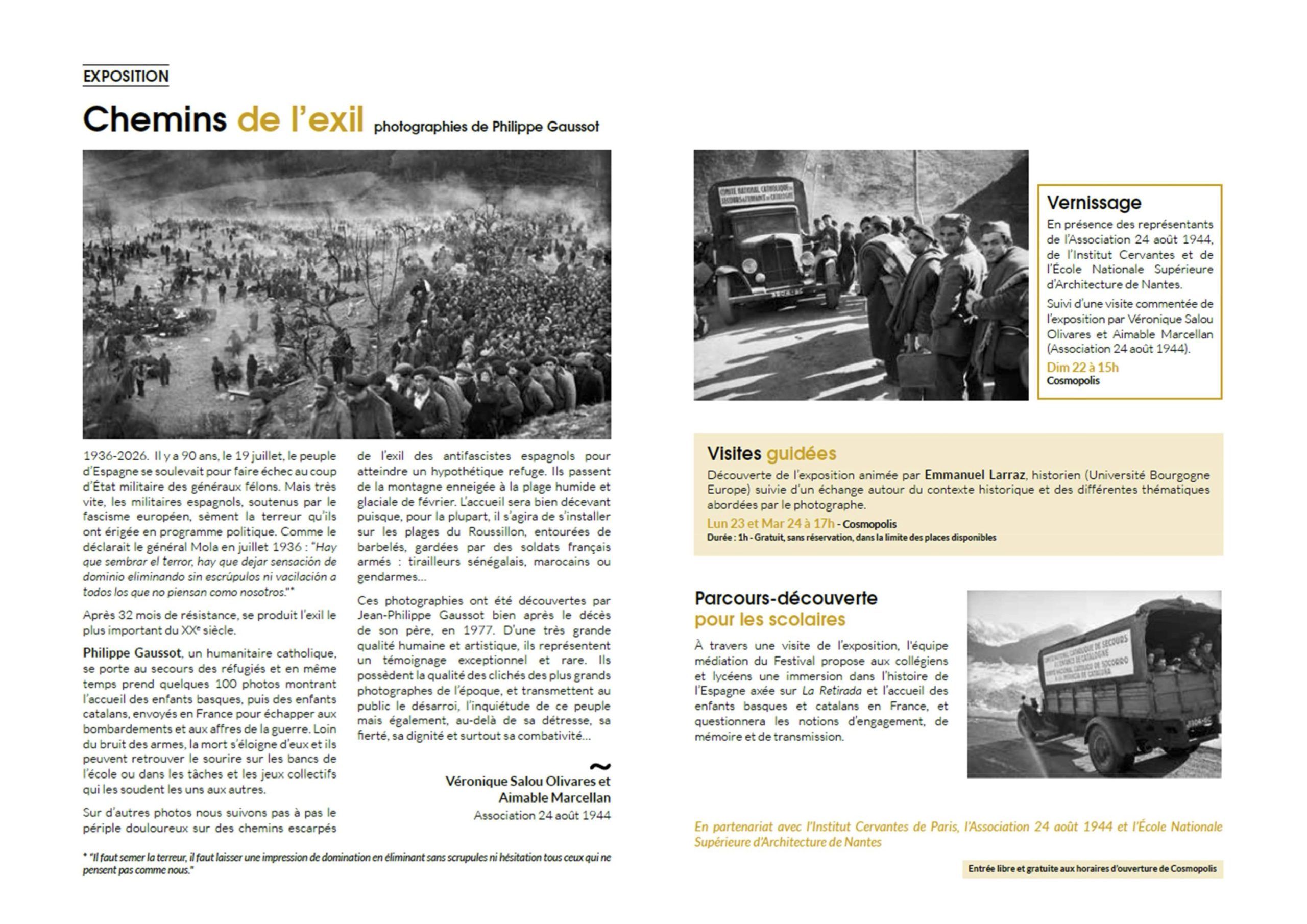 Exposition Chemins de l'exil photos de Philippe Gaussot