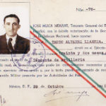 Carte d’identité militaire remise à José Tadeo en exil à Mexico, par le Général José Miaja (sur laquelle il lui est reconnu le grade de Lieutenant d’artillerie).